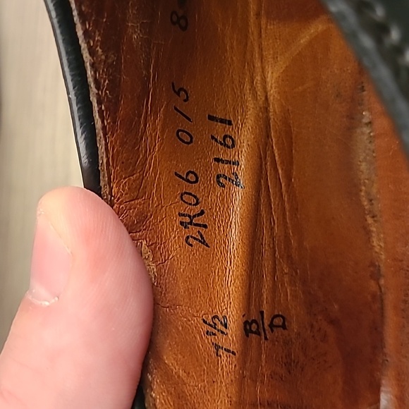 ALDEN 2161 Shell Cordovan Black Leather Sz 7.5 B/D Mens Cap‎ Toe Blucher Shoes main image 4